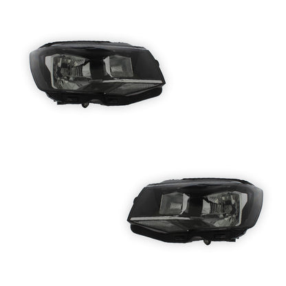 Volkswagen Transporter T6 2015 - 2020 OEM-Style Black Single H4 Bulb Reflector Type Headlights Left & Right